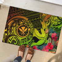 Hawaii Rubber Doormat Kanaka Map With Polynesian Shark Tattoo Reggae Unique - Wonder Print Shop