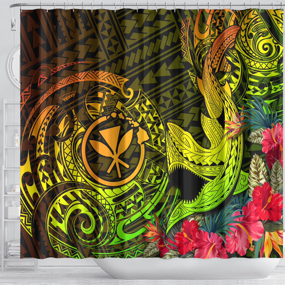 hawaii-shower-curtain-kanaka-map-with-polynesian-shark-tattoo-reggae-unique