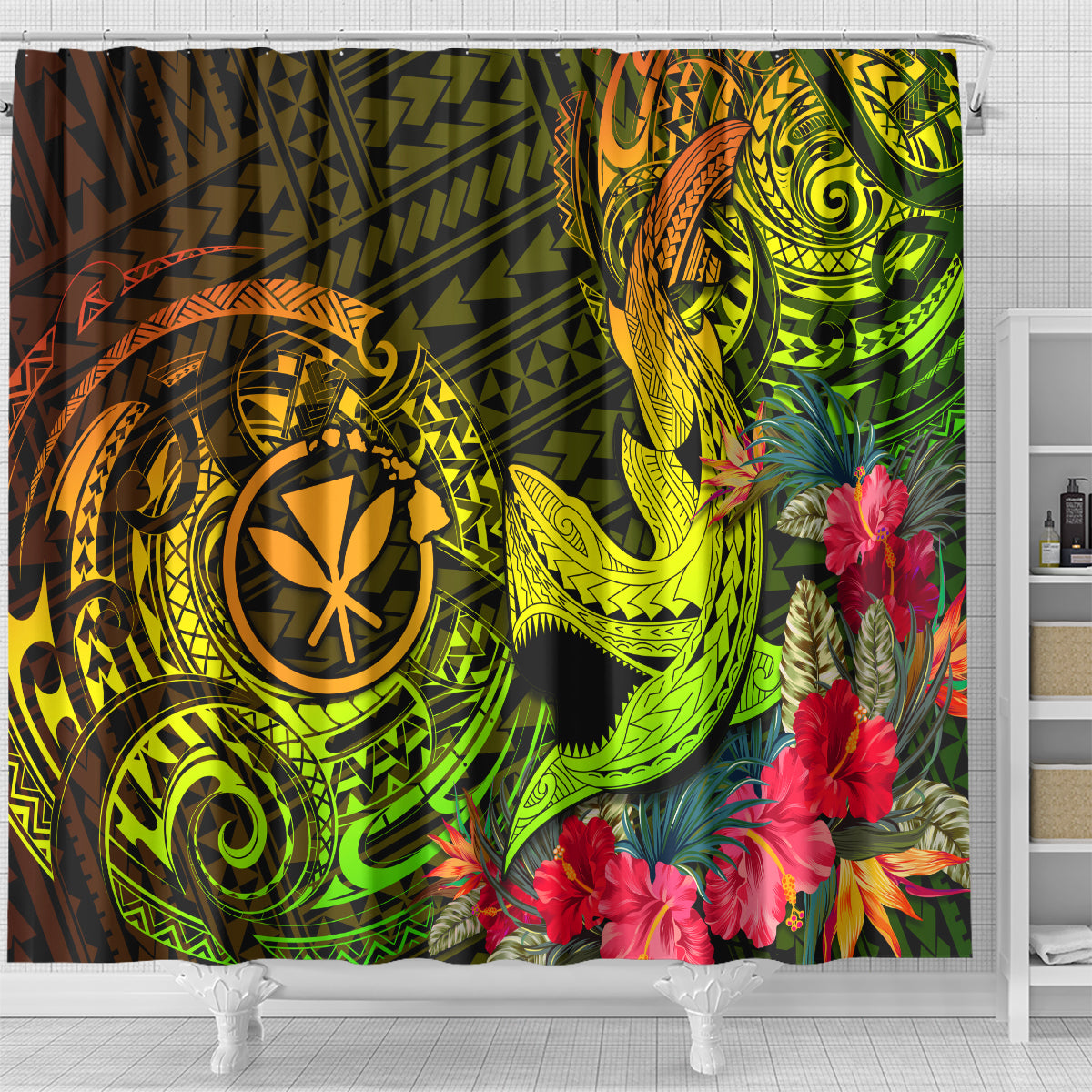 hawaii-shower-curtain-kanaka-map-with-polynesian-shark-tattoo-reggae-unique