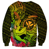 Hawaii Sweatshirt Kanaka Map With Polynesian Shark Tattoo Reggae Unique - Wonder Print Shop