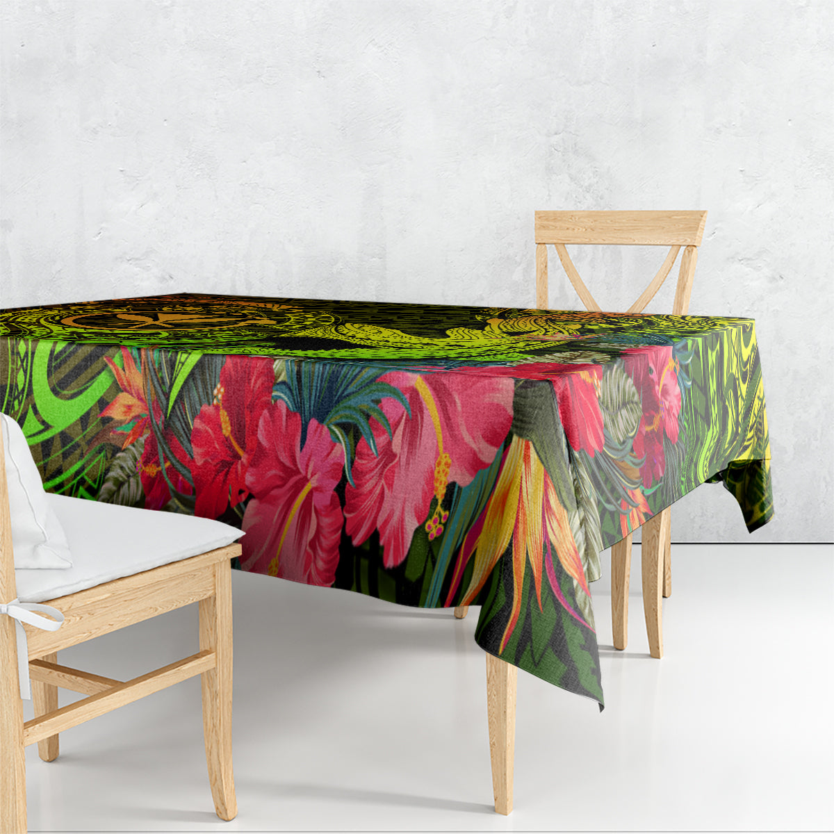 Hawaii Tablecloth Kanaka Map With Polynesian Shark Tattoo Reggae Unique - Wonder Print Shop