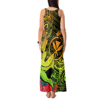 Hawaii Tank Maxi Dress Kanaka Map With Polynesian Shark Tattoo Reggae Unique - Wonder Print Shop