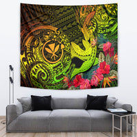 Hawaii Tapestry Kanaka Map With Polynesian Shark Tattoo Reggae Unique - Wonder Print Shop