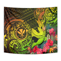 Hawaii Tapestry Kanaka Map With Polynesian Shark Tattoo Reggae Unique - Wonder Print Shop