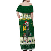 Custom South Africa Rugby Christmas Family Matching Off Shoulder Maxi Dress and Hawaiian Shirt Geseende Kersfees Springboks African Pattern - Wonder Print Shop
