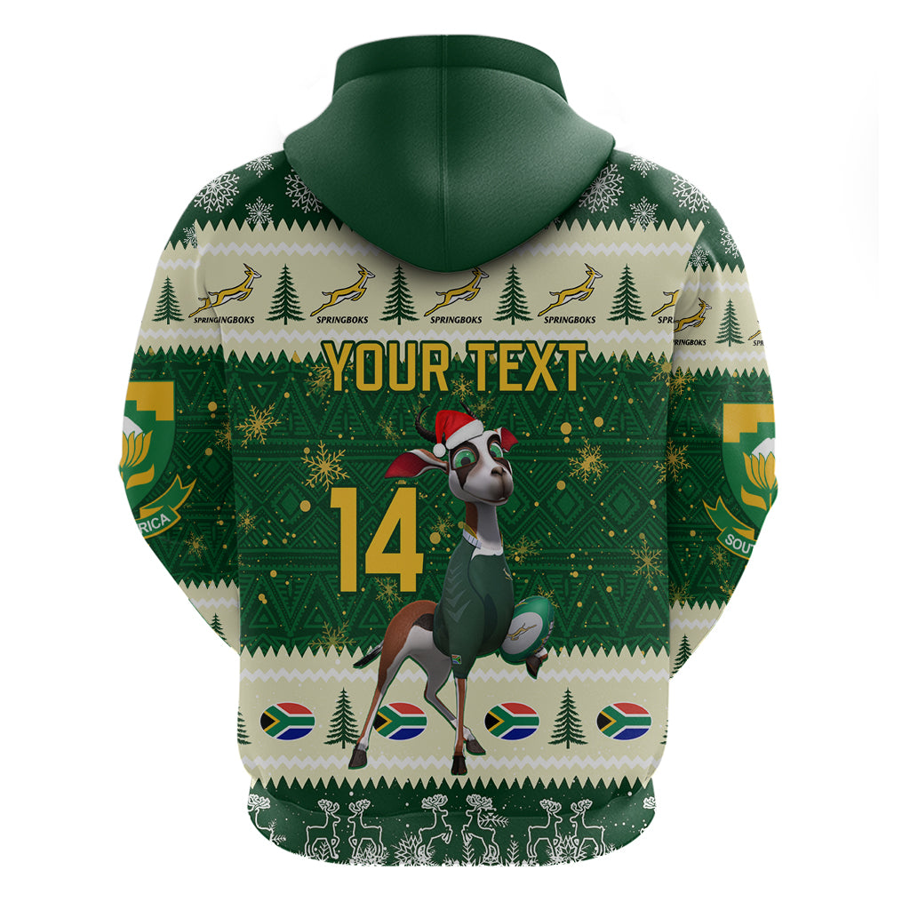 Custom South Africa Rugby Christmas Hoodie Geseende Kersfees Springboks African Pattern - Wonder Print Shop