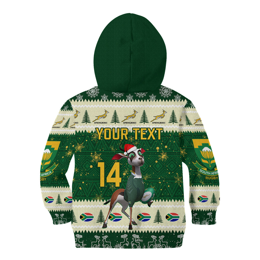 Custom South Africa Rugby Christmas Kid Hoodie Geseende Kersfees Springboks African Pattern - Wonder Print Shop