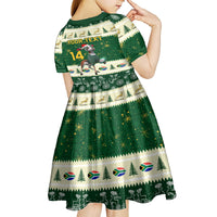 Custom South Africa Rugby Christmas Kid Short Sleeve Dress Geseende Kersfees Springboks African Pattern - Wonder Print Shop
