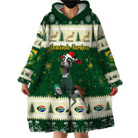 Custom South Africa Rugby Christmas Wearable Blanket Hoodie Geseende Kersfees Springboks African Pattern - Wonder Print Shop