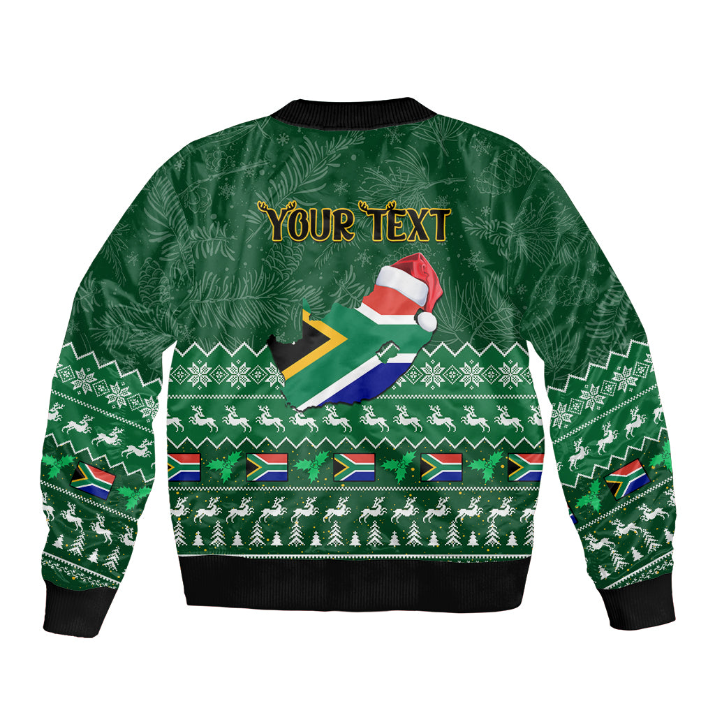 Personalised South Africa Christmas Bomber Jacket Cool Santa Claus With South African Map - Wonder Print Shop