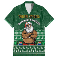 Personalised South Africa Christmas Family Matching Long Sleeve Bodycon Dress and Hawaiian Shirt Cool Santa Claus With South African Map - Wonder Print Shop