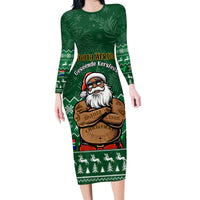 Personalised South Africa Christmas Family Matching Long Sleeve Bodycon Dress and Hawaiian Shirt Cool Santa Claus With South African Map - Wonder Print Shop