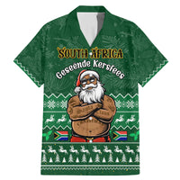 Personalised South Africa Christmas Family Matching Mermaid Dress and Hawaiian Shirt Cool Santa Claus With South African Map - Wonder Print Shop