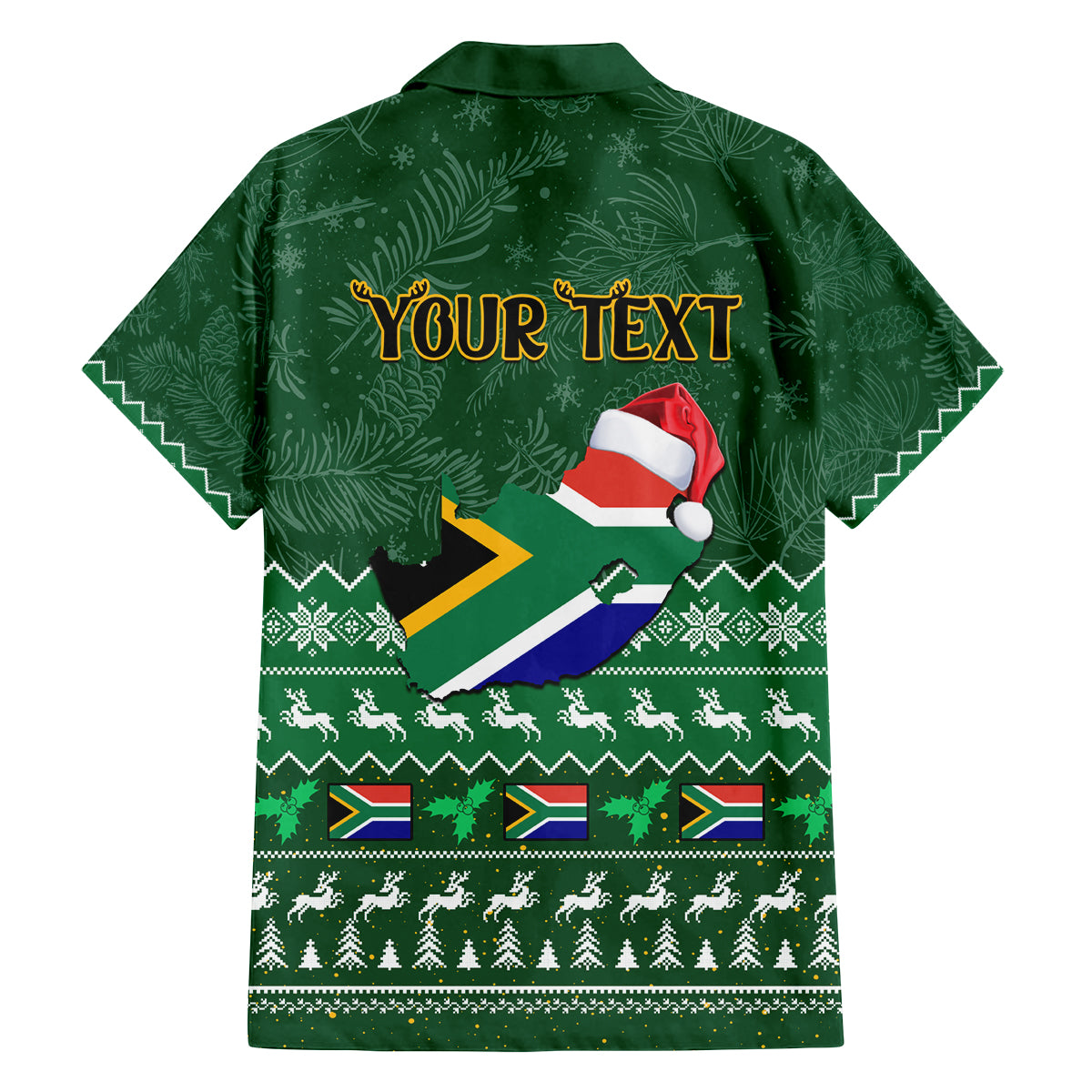 Personalised South Africa Christmas Family Matching Off Shoulder Short Dress and Hawaiian Shirt Cool Santa Claus With South African Map - Wonder Print Shop