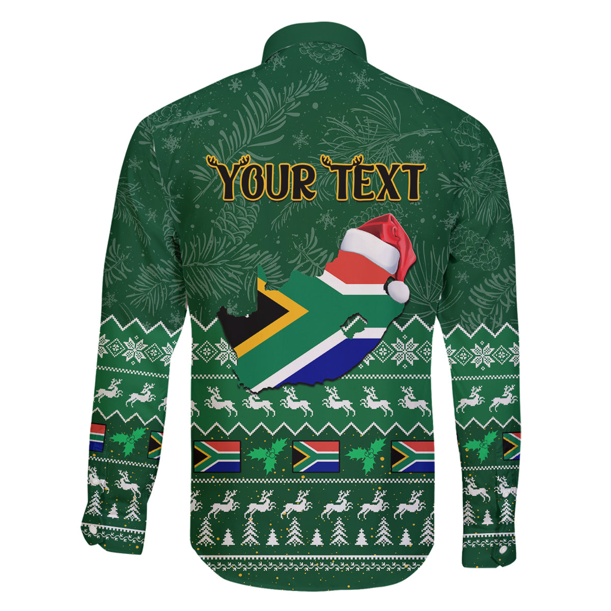 Personalised South Africa Christmas Family Matching Puletasi Dress and Hawaiian Shirt Cool Santa Claus With South African Map - Wonder Print Shop