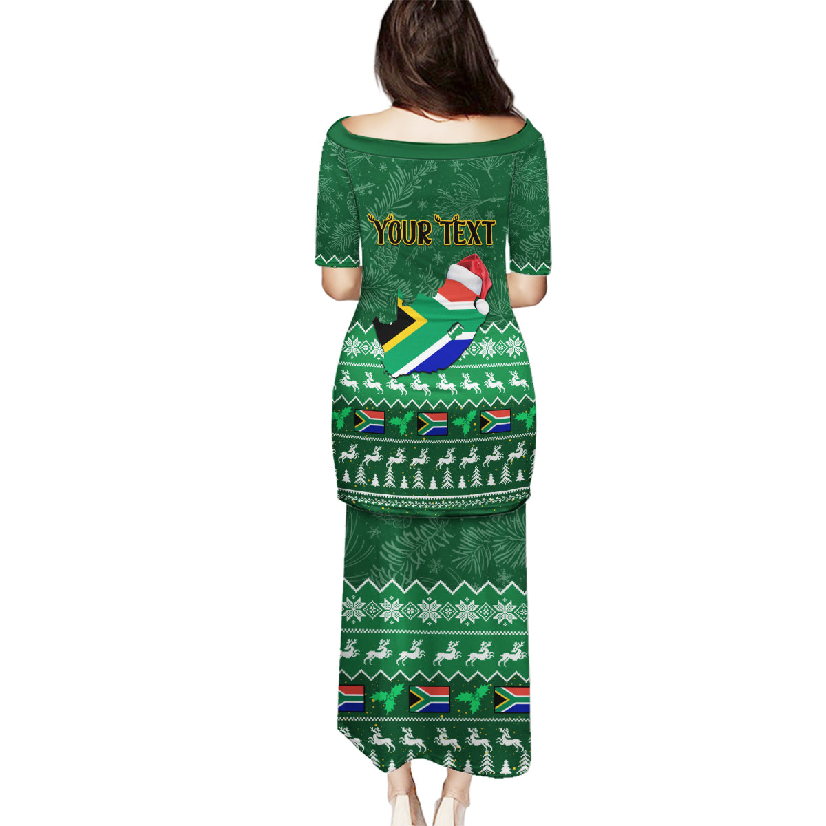 Personalised South Africa Christmas Family Matching Puletasi Dress and Hawaiian Shirt Cool Santa Claus With South African Map - Wonder Print Shop