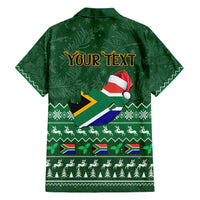 Personalised South Africa Christmas Family Matching Short Sleeve Bodycon Dress and Hawaiian Shirt Cool Santa Claus With South African Map - Wonder Print Shop