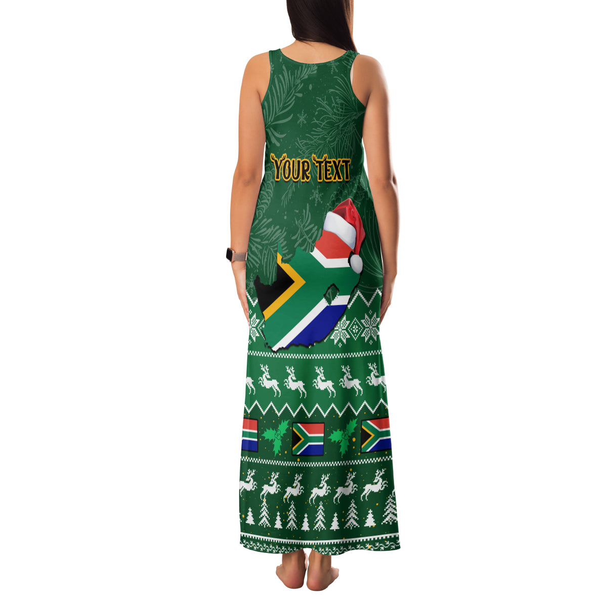 Personalised South Africa Christmas Family Matching Tank Maxi Dress and Hawaiian Shirt Cool Santa Claus With South African Map - Wonder Print Shop