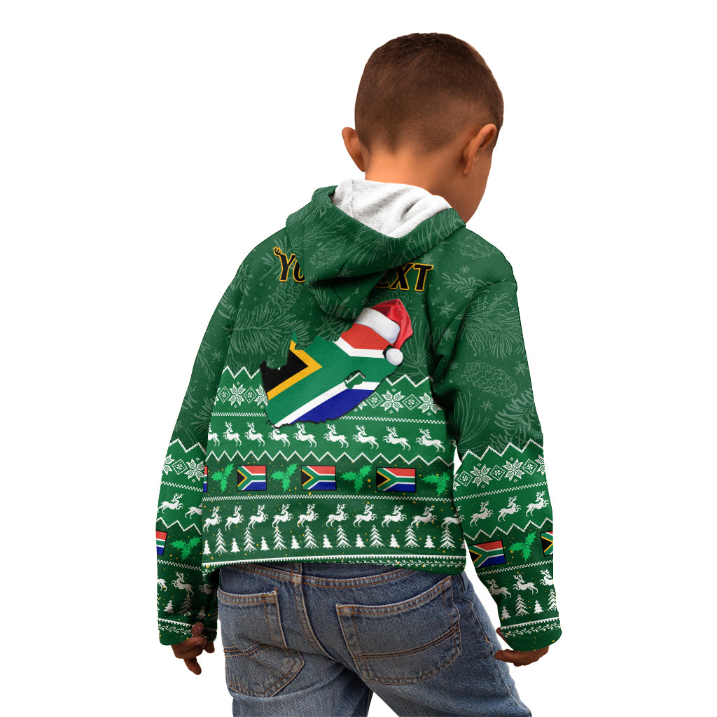 Personalised South Africa Christmas Kid Hoodie Cool Santa Claus With South African Map - Wonder Print Shop