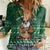 Personalised South Africa Christmas Women Casual Shirt Cool Santa Claus With South African Map - Wonder Print Shop