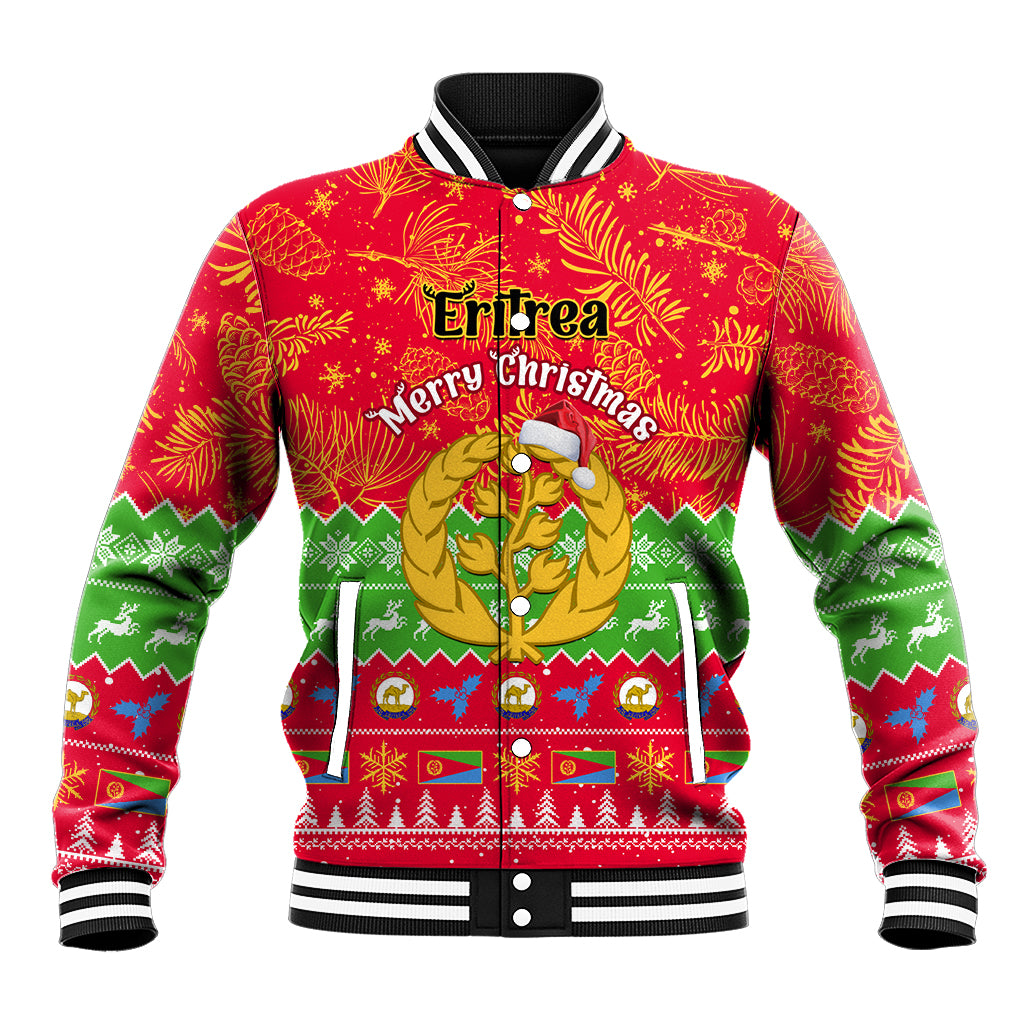 Personalised Eritrea Christmas Baseball Jacket Eritrean Olive Santa Claus Merry Xmas - Wonder Print Shop