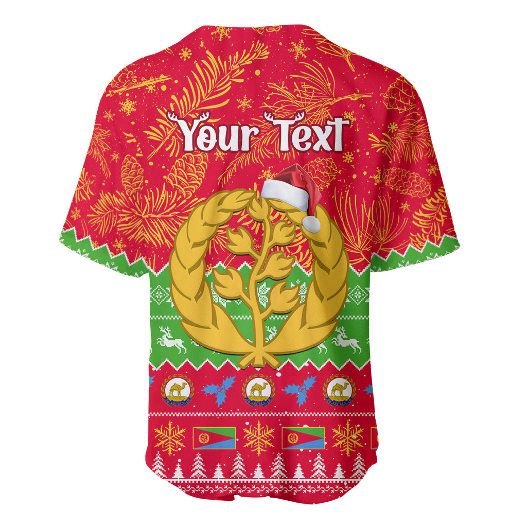 Personalised Eritrea Christmas Baseball Jersey Eritrean Olive Santa Claus Merry Xmas - Wonder Print Shop