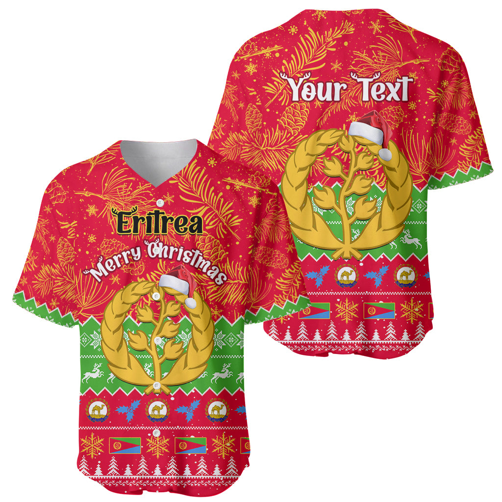 Personalised Eritrea Christmas Baseball Jersey Eritrean Olive Santa Claus Merry Xmas - Wonder Print Shop