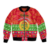 Personalised Eritrea Christmas Bomber Jacket Eritrean Olive Santa Claus Merry Xmas - Wonder Print Shop