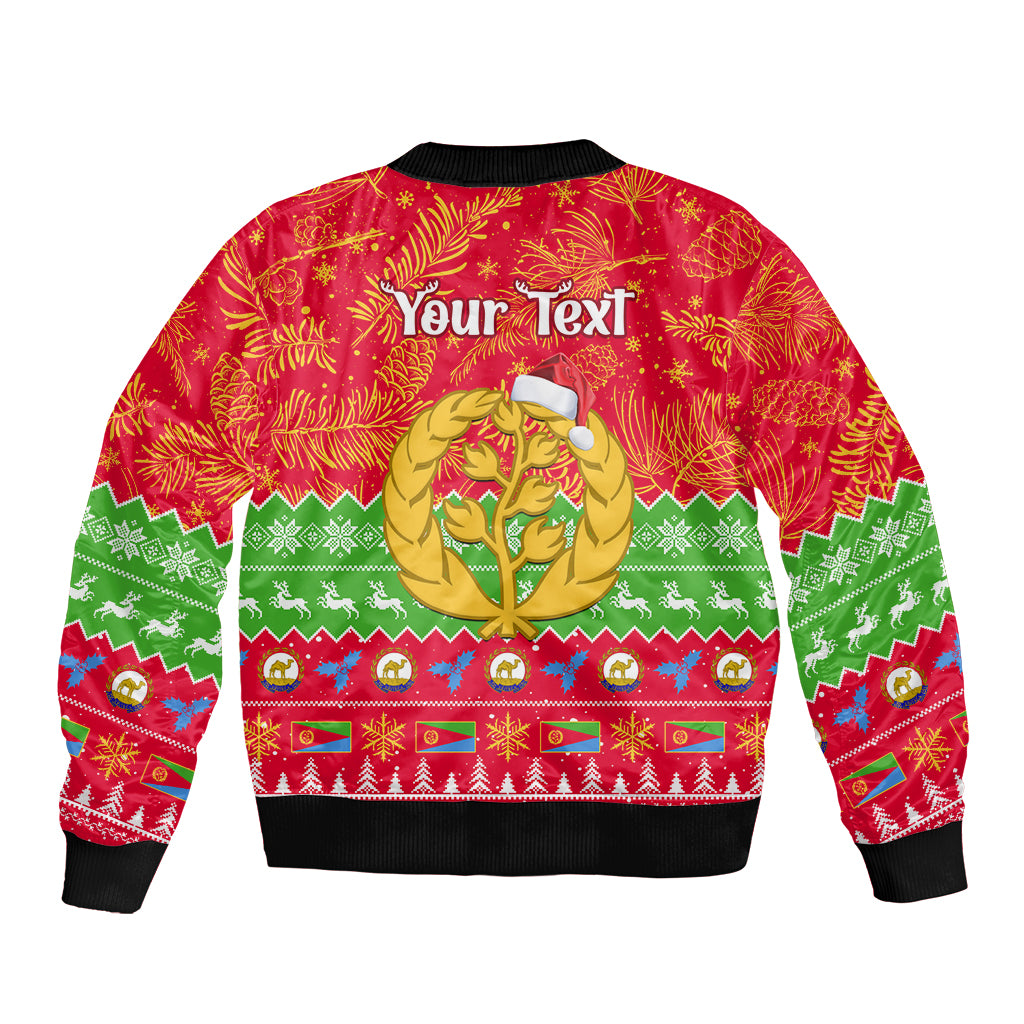 Personalised Eritrea Christmas Bomber Jacket Eritrean Olive Santa Claus Merry Xmas - Wonder Print Shop