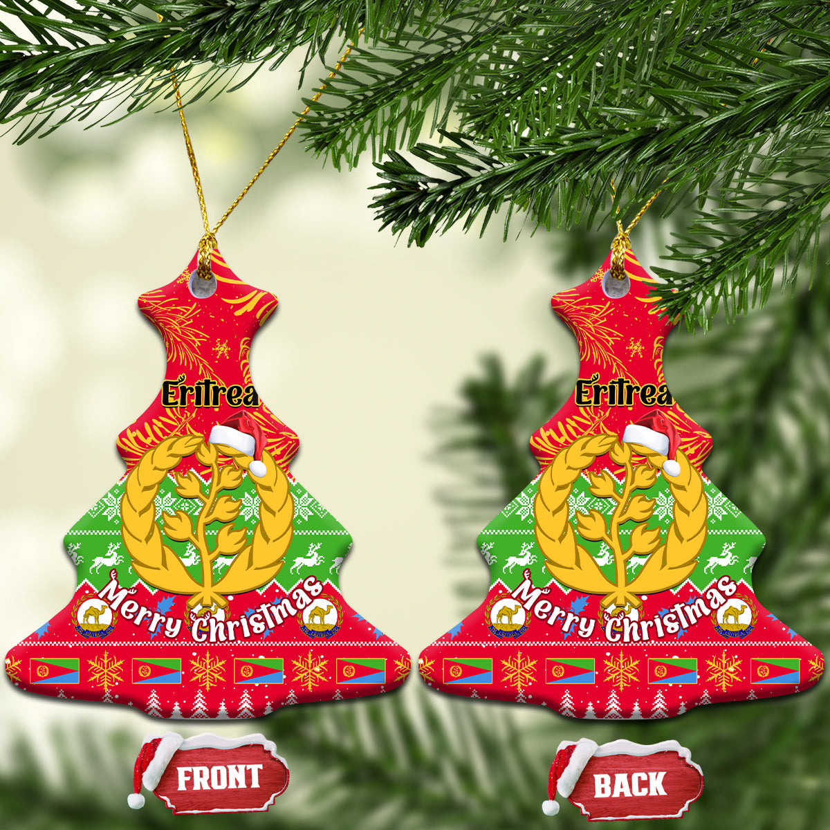 Eritrea Christmas Ceramic Ornament Eritrean Olive Santa Claus Merry Xmas - Wonder Print Shop