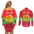 Personalised Eritrea Christmas Couples Matching Off Shoulder Short Dress and Long Sleeve Button Shirt Eritrean Olive Santa Claus Merry Xmas - Wonder Print Shop