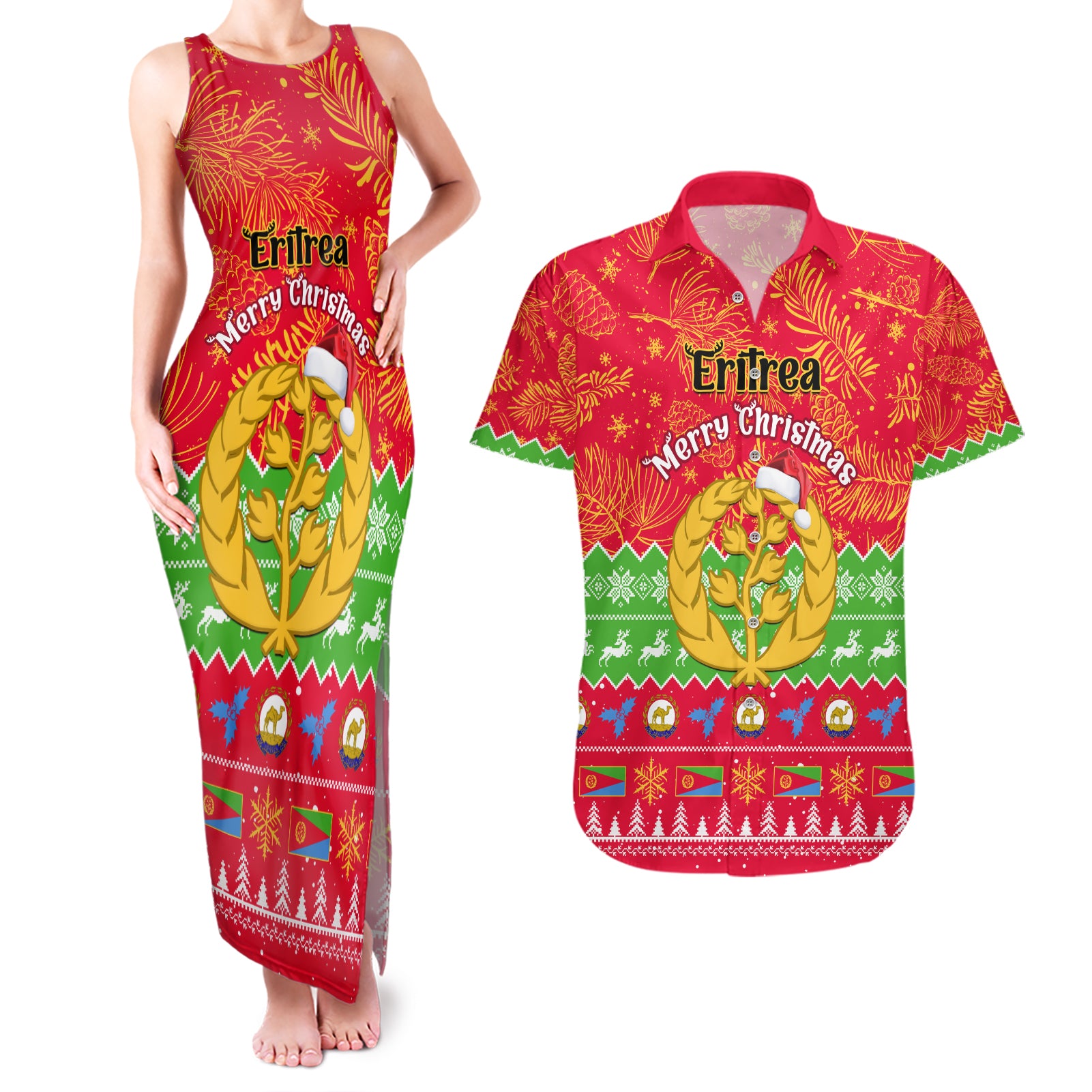 personalised-eritrea-christmas-couples-matching-tank-maxi-dress-and-hawaiian-shirt-eritrean-olive-santa-claus-merry-xmas