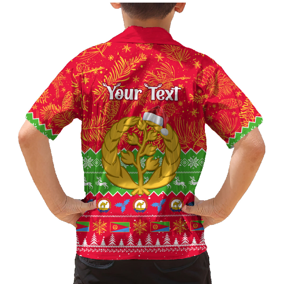 Personalised Eritrea Christmas Family Matching Mermaid Dress and Hawaiian Shirt Eritrean Olive Santa Claus Merry Xmas - Wonder Print Shop