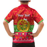 Personalised Eritrea Christmas Family Matching Mermaid Dress and Hawaiian Shirt Eritrean Olive Santa Claus Merry Xmas - Wonder Print Shop