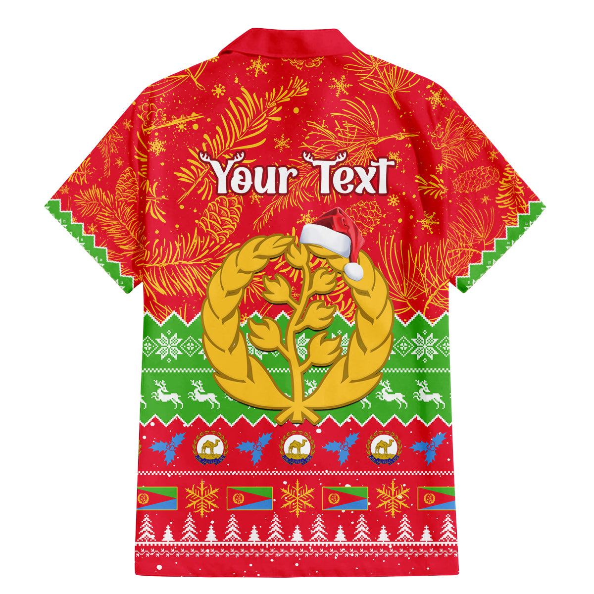 Personalised Eritrea Christmas Family Matching Mermaid Dress and Hawaiian Shirt Eritrean Olive Santa Claus Merry Xmas - Wonder Print Shop