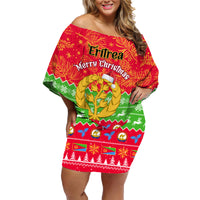 Personalised Eritrea Christmas Family Matching Off Shoulder Short Dress and Hawaiian Shirt Eritrean Olive Santa Claus Merry Xmas - Wonder Print Shop
