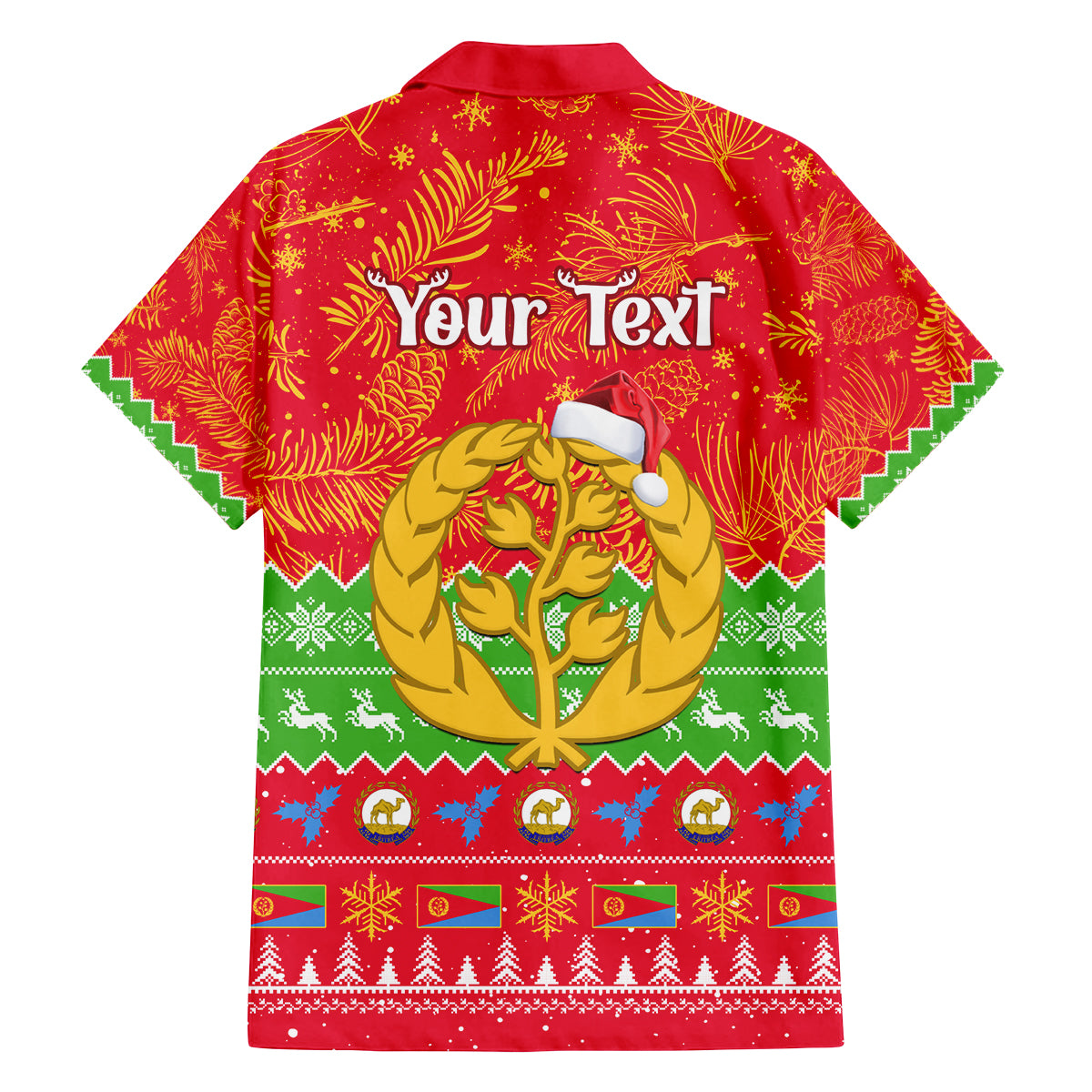 Personalised Eritrea Christmas Family Matching Puletasi Dress and Hawaiian Shirt Eritrean Olive Santa Claus Merry Xmas - Wonder Print Shop