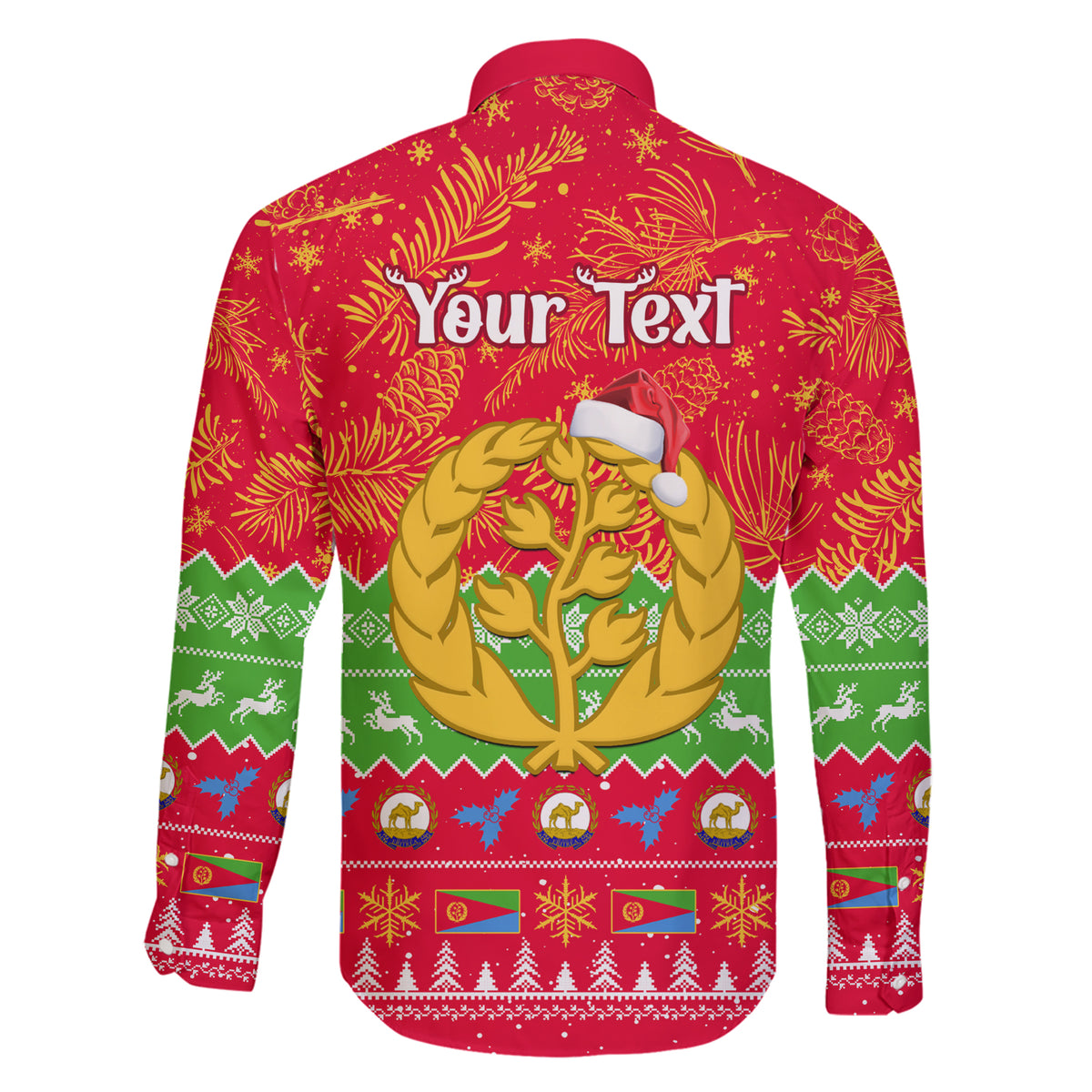 Personalised Eritrea Christmas Family Matching Short Sleeve Bodycon Dress and Hawaiian Shirt Eritrean Olive Santa Claus Merry Xmas - Wonder Print Shop
