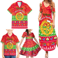 Personalised Eritrea Christmas Family Matching Summer Maxi Dress and Hawaiian Shirt Eritrean Olive Santa Claus Merry Xmas - Wonder Print Shop