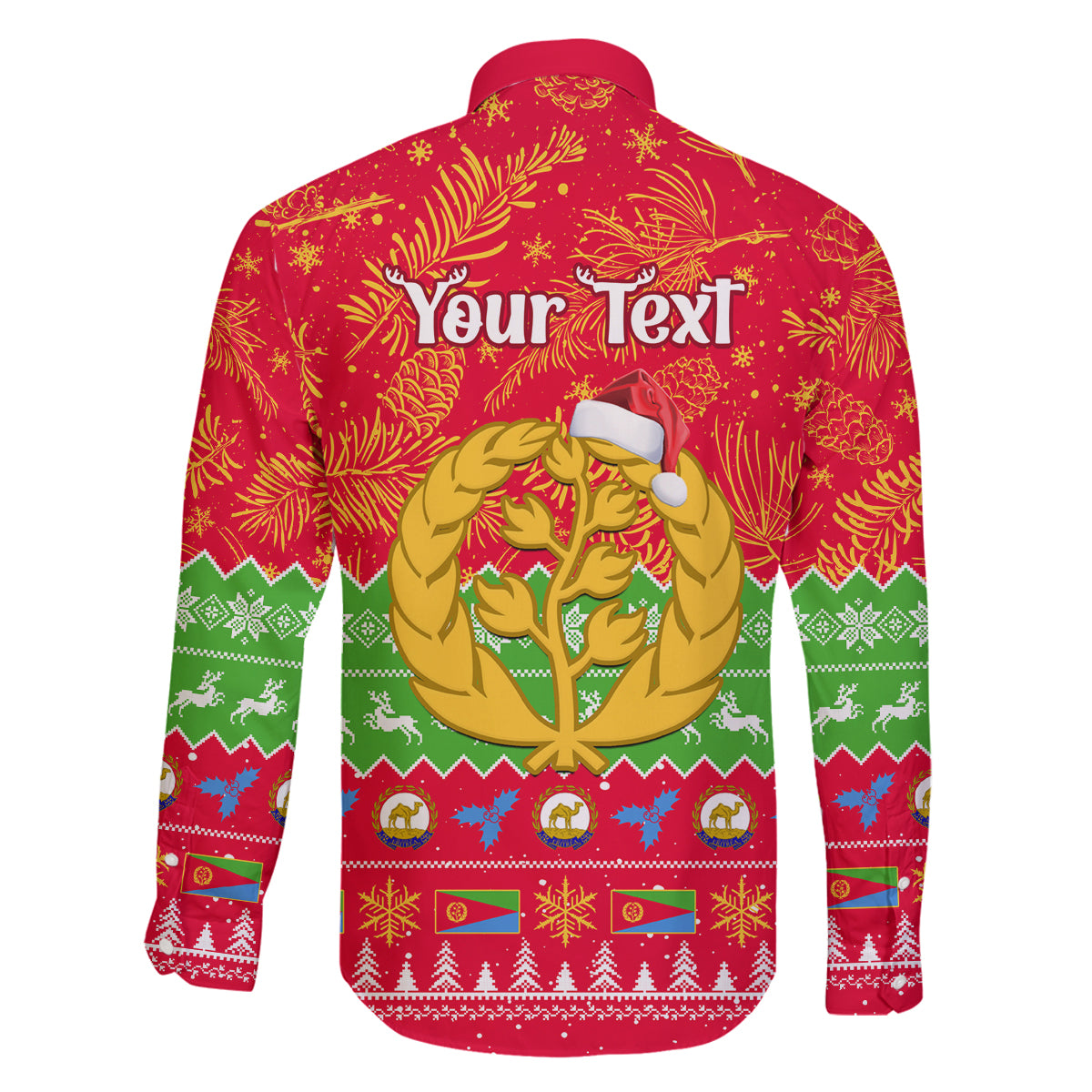 Personalised Eritrea Christmas Family Matching Tank Maxi Dress and Hawaiian Shirt Eritrean Olive Santa Claus Merry Xmas - Wonder Print Shop