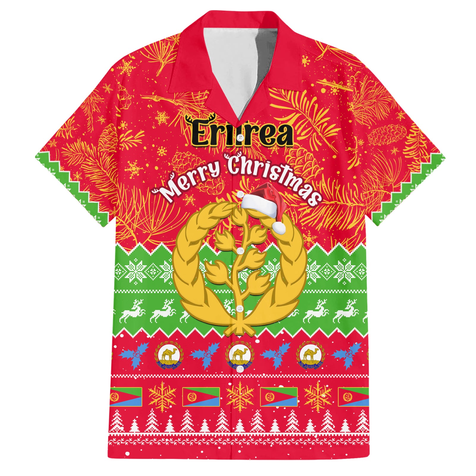 personalised-eritrea-christmas-hawaiian-shirt-eritrean-olive-santa-claus-merry-xmas