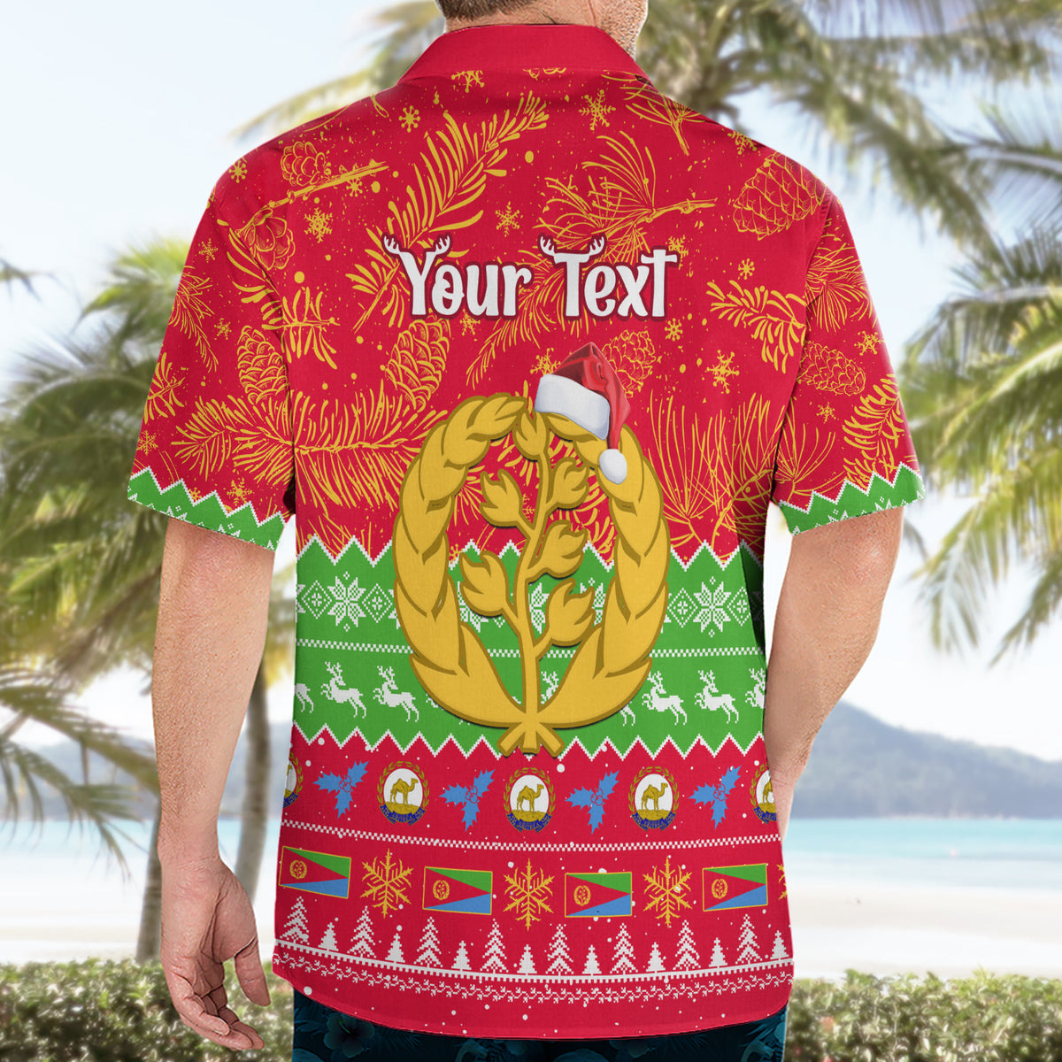 Personalised Eritrea Christmas Hawaiian Shirt Eritrean Olive Santa Claus Merry Xmas - Wonder Print Shop