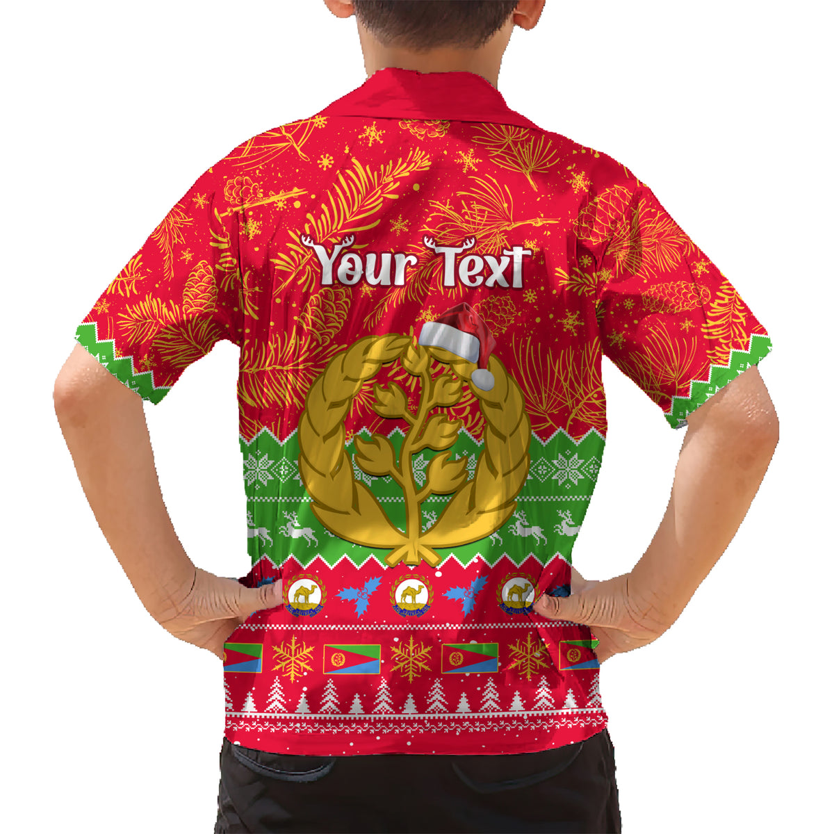 Personalised Eritrea Christmas Kid Hawaiian Shirt Eritrean Olive Santa Claus Merry Xmas - Wonder Print Shop