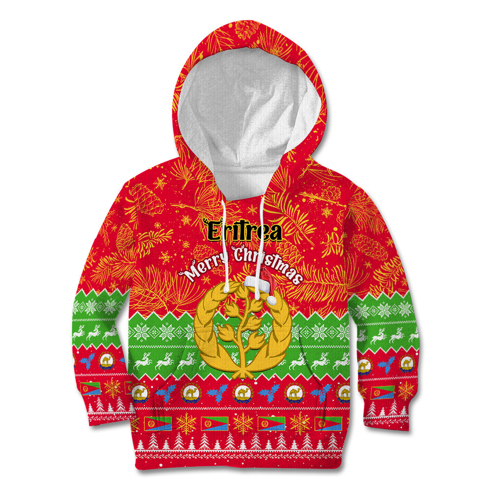 Personalised Eritrea Christmas Kid Hoodie Eritrean Olive Santa Claus Merry Xmas - Wonder Print Shop