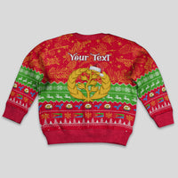 Personalised Eritrea Christmas Kid Ugly Christmas Sweater Eritrean Olive Santa Claus Merry Xmas - Wonder Print Shop