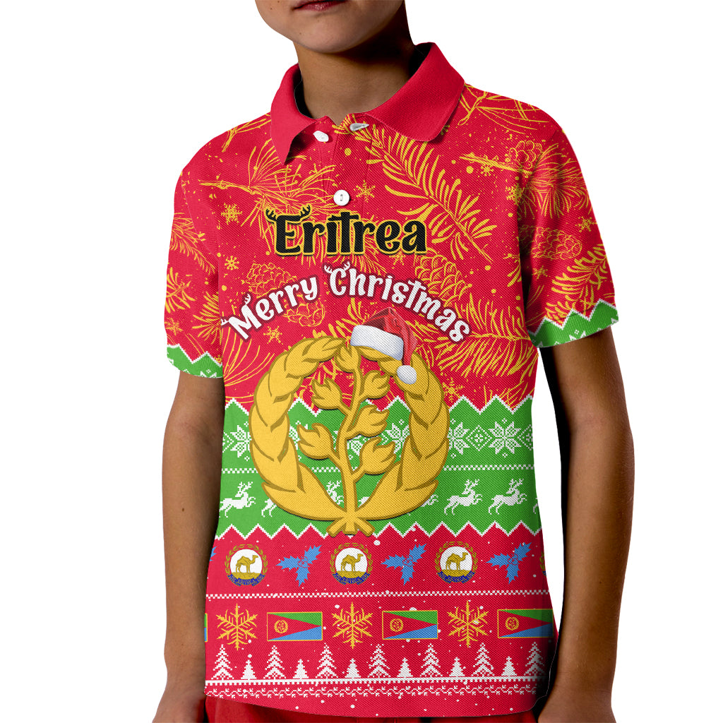 Personalised Eritrea Christmas Kid Polo Shirt Eritrean Olive Santa Claus Merry Xmas - Wonder Print Shop