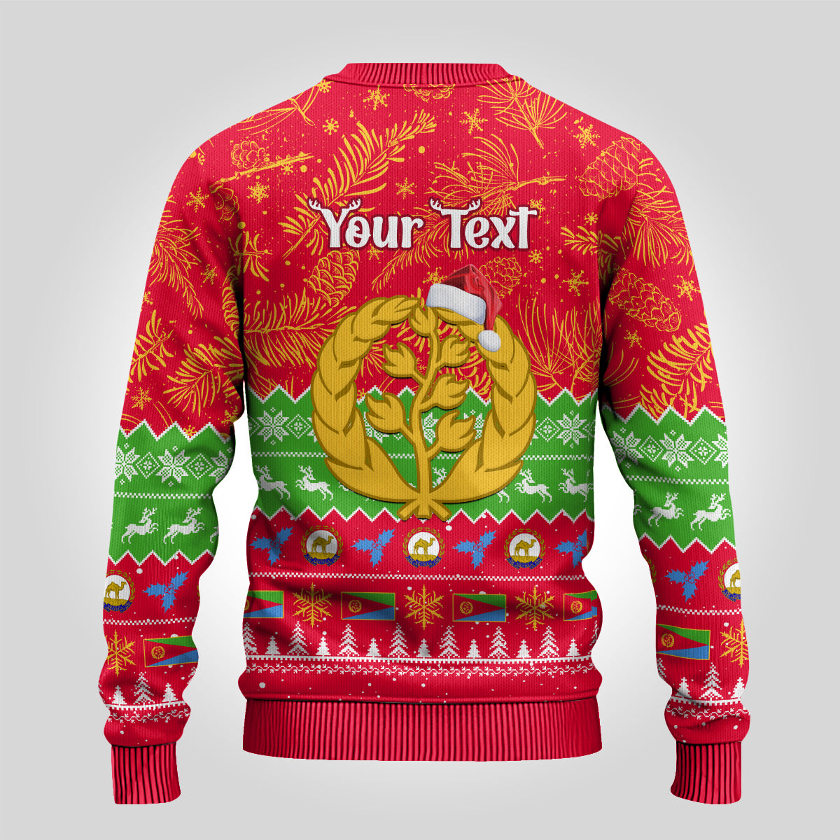 Personalised Eritrea Christmas Ugly Christmas Sweater Eritrean Olive Santa Claus Merry Xmas - Wonder Print Shop