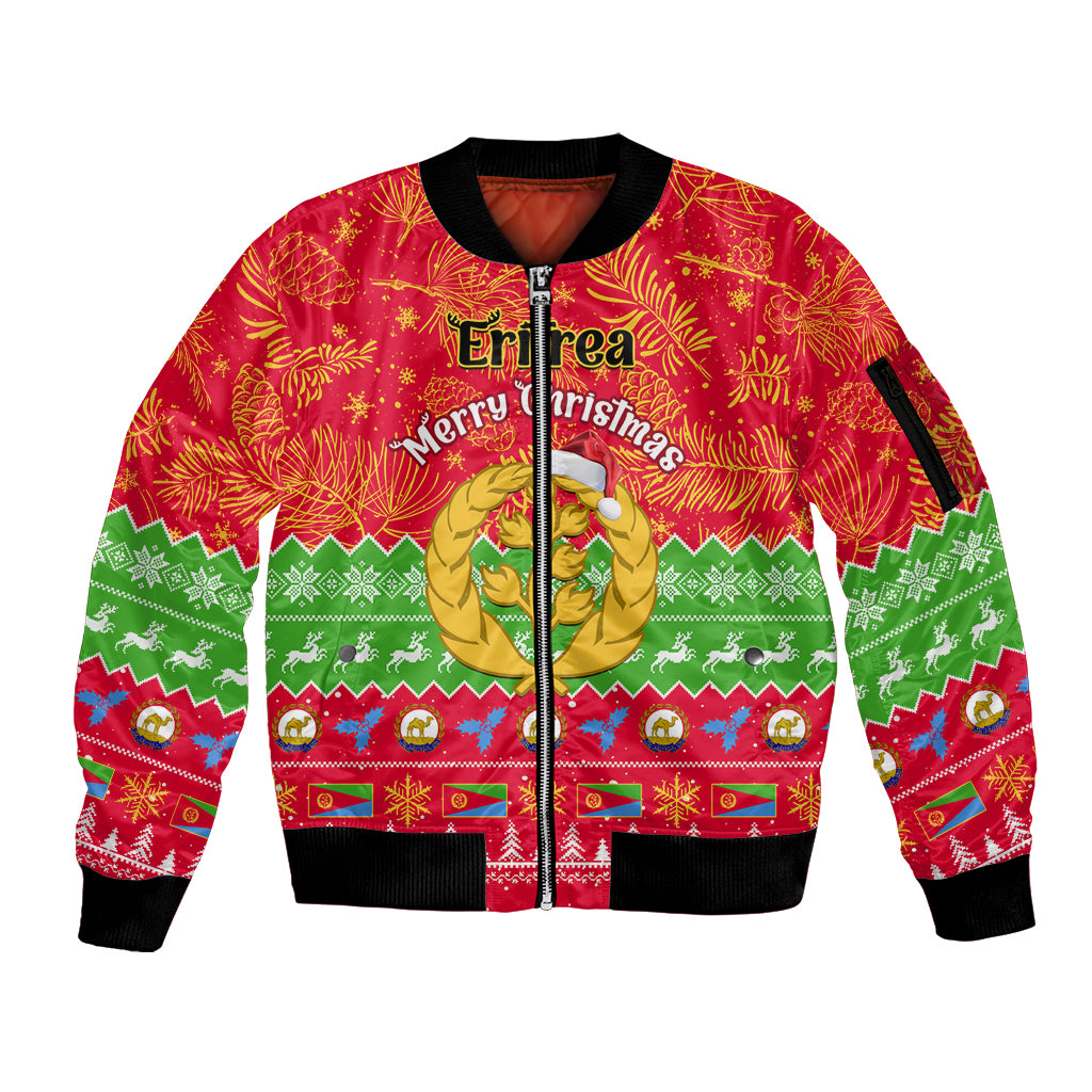 personalised-eritrea-christmas-sleeve-zip-bomber-jacket-eritrean-olive-santa-claus-merry-xmas