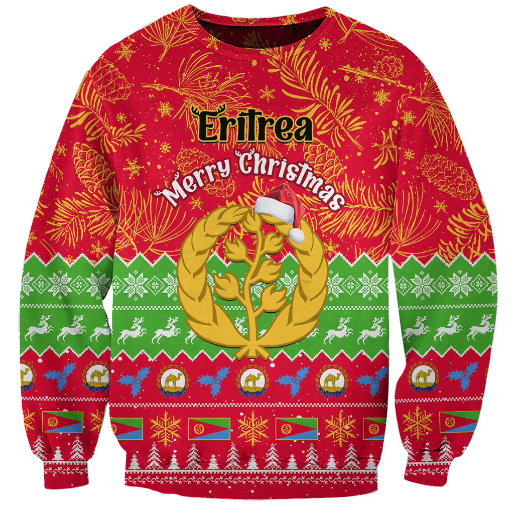 Personalised Eritrea Christmas Sweatshirt Eritrean Olive Santa Claus Merry Xmas - Wonder Print Shop
