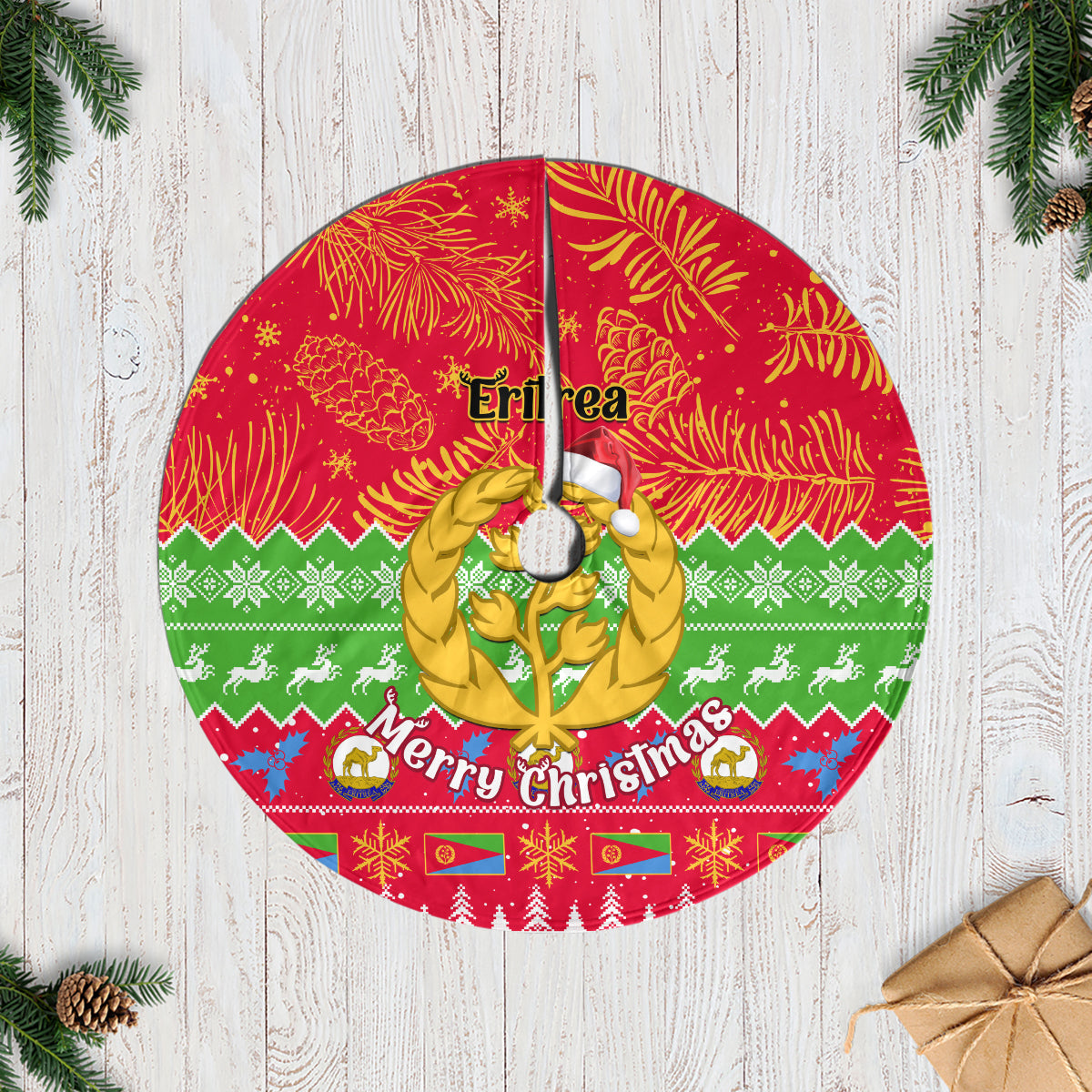 Eritrea Christmas Tree Skirt Eritrean Olive Santa Claus Merry Xmas - Wonder Print Shop